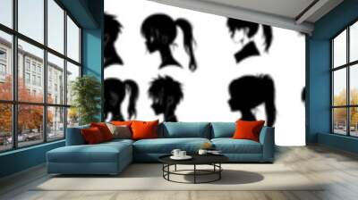 Japanese anime face silhouette modern Wall mural