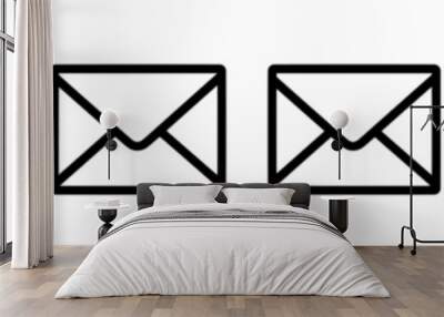 Job offer letter icon set. Employment mail pictogram. Newsletter modern symbol. Open emails icons in filled and outlined styles. Wall mural