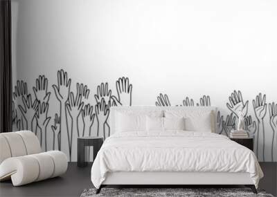 Modern illustration of a hand raising a single line on a white isolated background. Wall mural