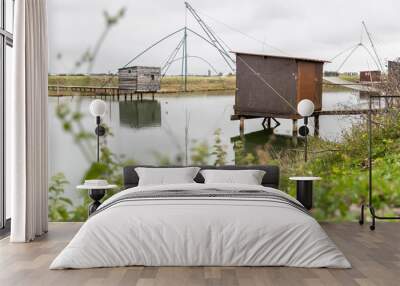 Carrelet de Pêche, the emblematic fisherman's hut of the coastal landscapes of Vendee Wall mural