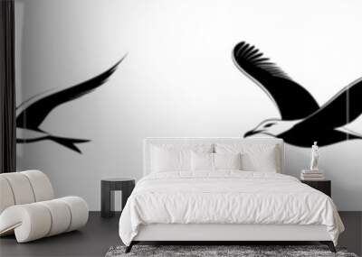 Sea gull minimalist linear design isolated on white background. Modern illustration. Wall mural