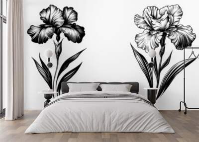 Stylish modern iris with minimalist lines and a calming color scheme. Wall mural