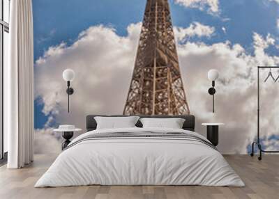 Closeup of the Eiffel Tower in Paris, France Wall mural