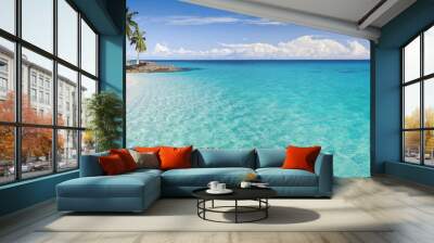 Island, beach and lagoon Wall mural