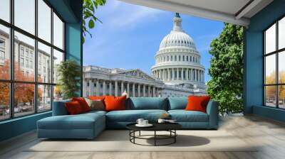 Capitol and house of Representatives, side view, Washington, USA Wall mural