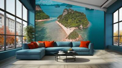 Aerial view of Koh Phak Bia, island in the Andaman Sea between Phuket and Krabi Thailand Wall mural