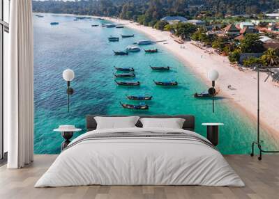 Aerial view of Pattaya Beach in Koh Lipe, Satun, Thailand Wall mural