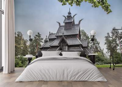 Stave church in Oslo Folkemuseum in Norway Wall mural