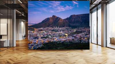 View of Cape Town from Signall hill viewpoint, in Western Cape, South Africa Wall mural