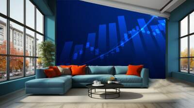 Financial business statistics with bar graph and candlestick chart show stock market price Wall mural