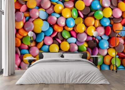 A bright background of colorful dragees. Sweet candies.? Wall mural