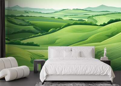 aerial view of a lush green field landscape Wall mural