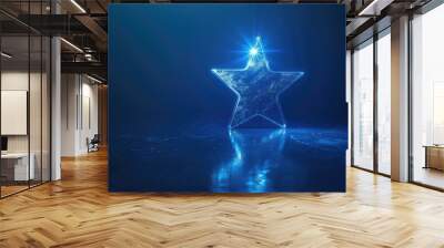 Hologram of a digital star on the dark blue background. Wall mural