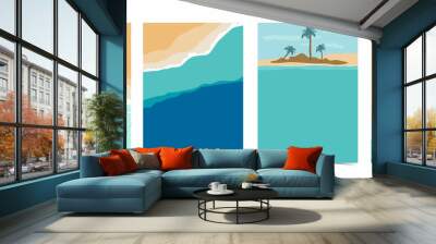 Beach postcard with sun,sea and sky in the daytime Wall mural