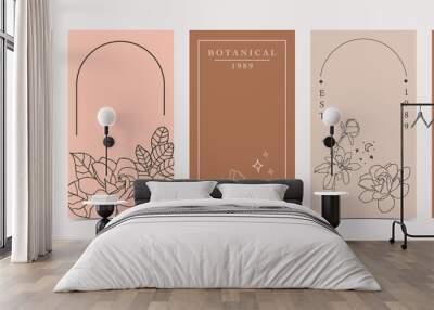 Cute background for social media with magnolia flower Wall mural