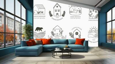 Home and house logo collection with wild,natural,animal,flower,circle.Vector illustration for icon,logo,tattoo,accessories and interior Wall mural