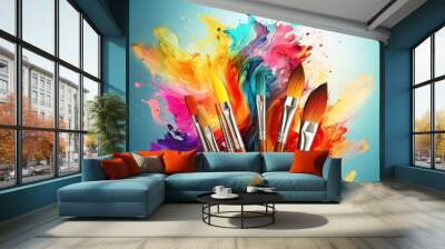 paintbrush background for kid student of thier hobby Wall mural