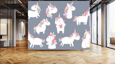 pastel animal unicorn set with unicorn.Vector illustration for sticker,postcad,birthday invitation.Editable element Wall mural