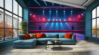  Empty professional boxing ring in arena stadium for competitive sports event Wall mural