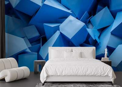  Vibrant blue material creating intricate geometric shapes and patterns Wall mural