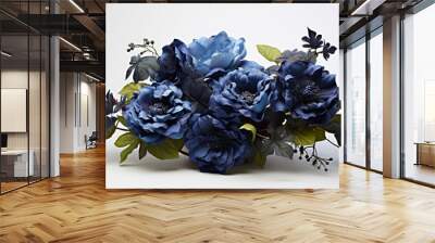 bloom navy blue flowers Wall mural