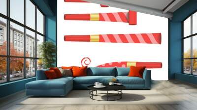 Blower Horn Vector. Red Party Blower Sign. Isolated Illustration Wall mural