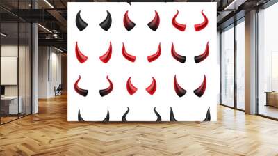 Devil Horns Set Vector. Good For Halloween Party. Satan Horns Symbol Isolated Illustration. Wall mural