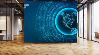 Futuristic Technology Connection Structure. Vector Abstract Background. Future Cyber Concept. Digital System Design Wall mural