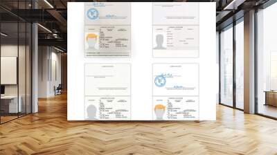 International Passport Set Vector. Sample Personal Data Page. International Identification Document. Business, Tourism Concept. Wall mural