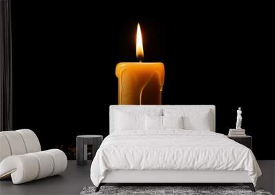 light candle on black background Wall mural