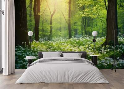 lush spring wood background Wall mural