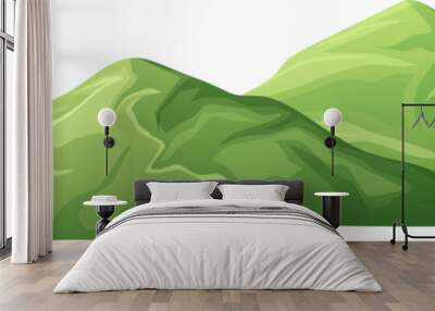 mountain green cartoon. nature landscape, summer forest, sky hill, field view, grass mountain green vector illustration Wall mural