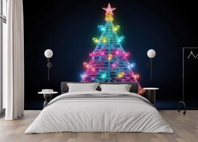 pink neon christmas tree Wall mural