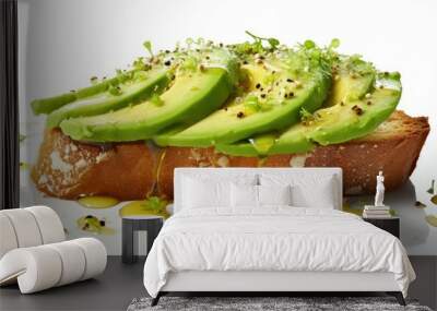 sea avocado toast on white background Wall mural