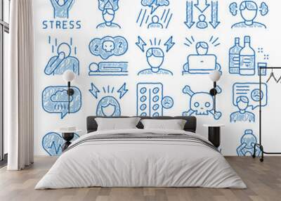 Stress And Depression icon hand drawn illustration Wall mural