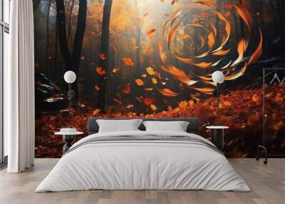 swirling leaf falling Wall mural