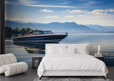 water motorboat on lake Wall mural