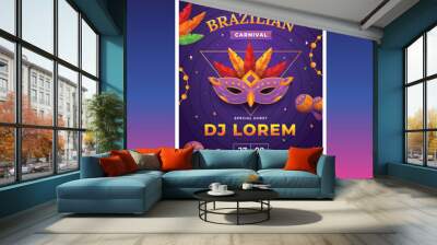 gradient brazilian carnival vertical flyer template design vector illustration Wall mural