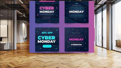 cyber monday instagram post collection vector design illustration Wall mural