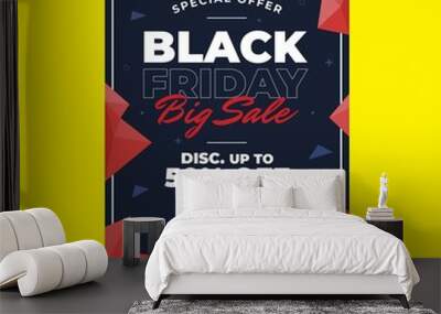 flat polygonal black friday vertical poster template vector design illustration Wall mural