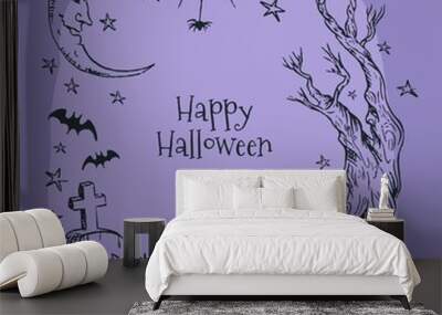 hand drawn halloween frame design vector illustration Wall mural