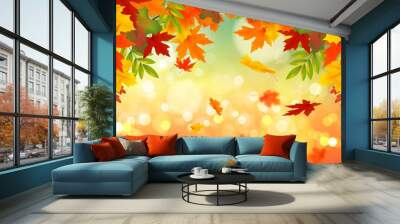 realistic autumn background vector design illustration Wall mural