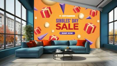 realistic golden red single s day background vector design illustration Wall mural