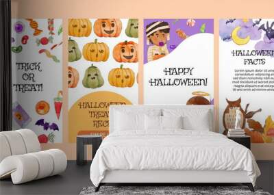 watercolor halloween instagram stories collection vector design illustration Wall mural