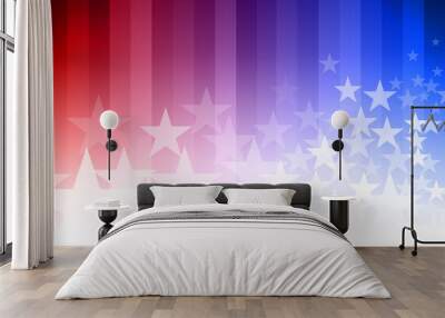 Blue and Red Star Background Wall mural