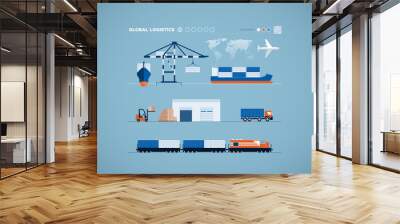 Global Transportation Concept Wall mural