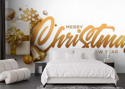 Merry Christmas and New Year greeting card design. Wall mural