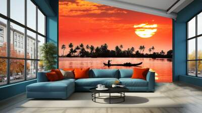 Tropical sunset Wall mural