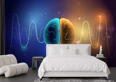 Brain wave 3D concept Wall mural