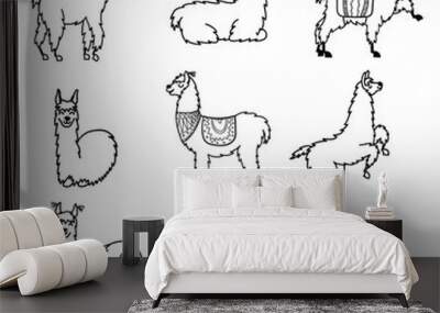 Vector illustration. Cute character lama Wall mural